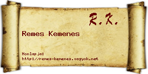 Remes Kemenes névjegykártya